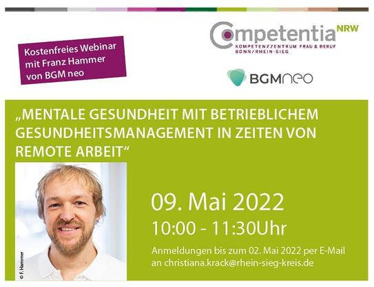Online-Seminar: „Mentale Gesundheit mit betrieblichem Gesundheitsmanagement in Zeiten von Remote Arbeit“ Das Vorschaubild ist mit der Detailansicht des Beitrags verlinkt.