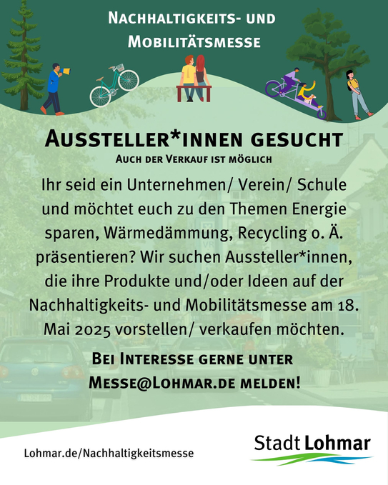 Nachhaltigkeits- und Mobilitätsmesse in Lohmar: Jetzt noch als Aussteller*in anmelden!